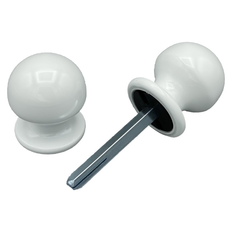 Bouton de Porte Ø50 mm - couple complet - en Aluminium BLANC RAL 9010. – Image 2