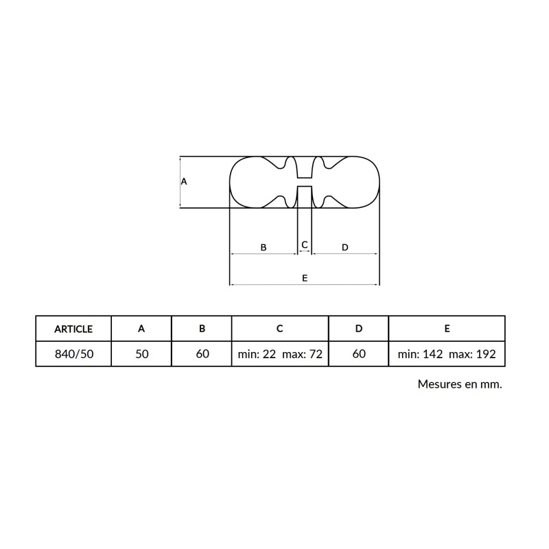 Bouton de Porte Ø50 mm - couple complet - en Aluminium BLANC RAL 9010. – Image 4