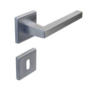 Poignée de porte intérieure (couple) en zamac finition chrome satiné mat – Gris / argent, Zamak