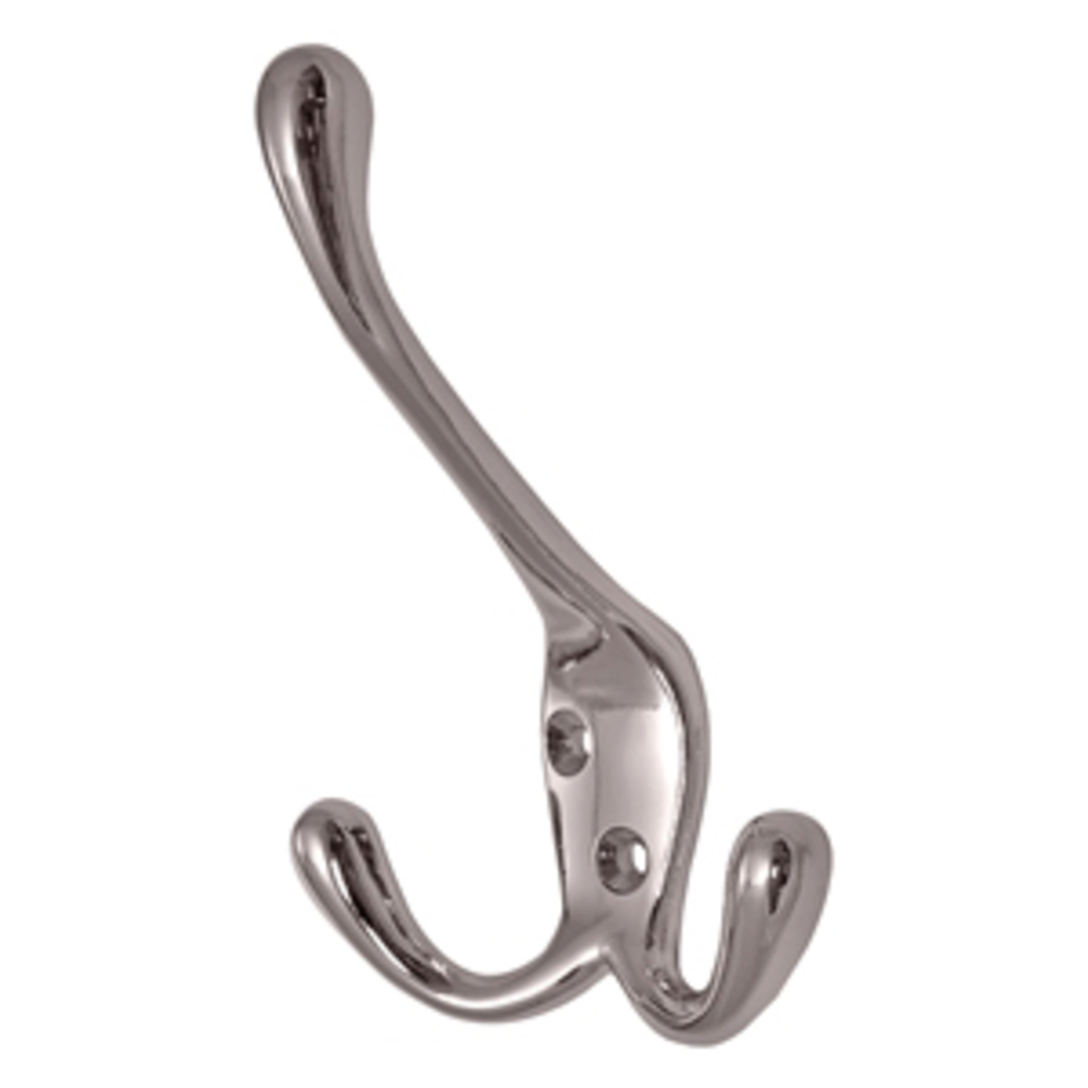 Porte manteau triple zamac chrome 100 mm lot de 12 piéces - Gris / argent, Acier inoxydable