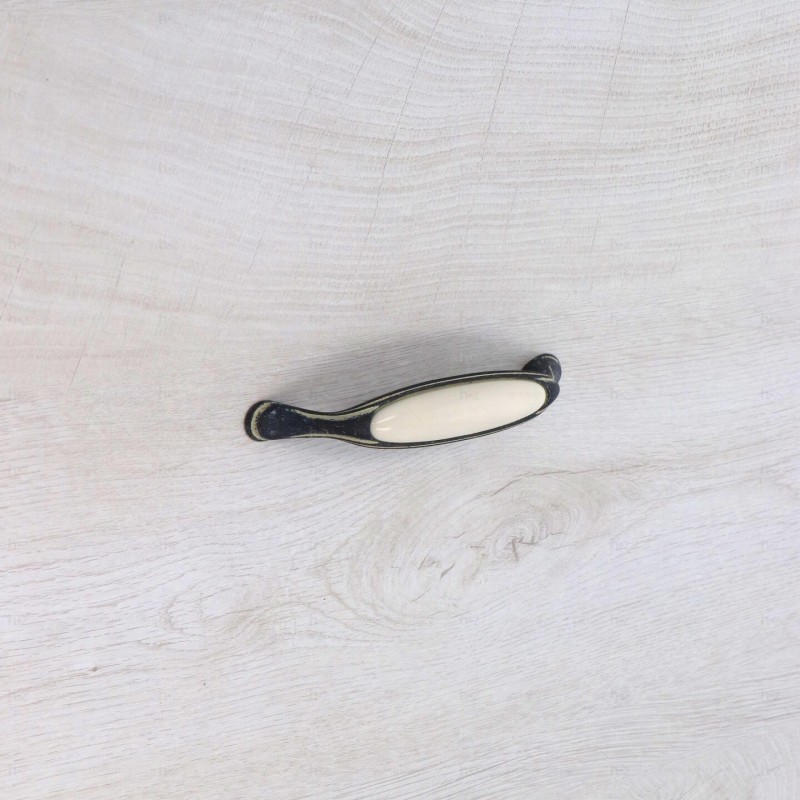 Poignée pour meubles en zamac et Porcelaine Entraxe 128mm Ivoire rustique - Beige, Zamak - Imagen 5