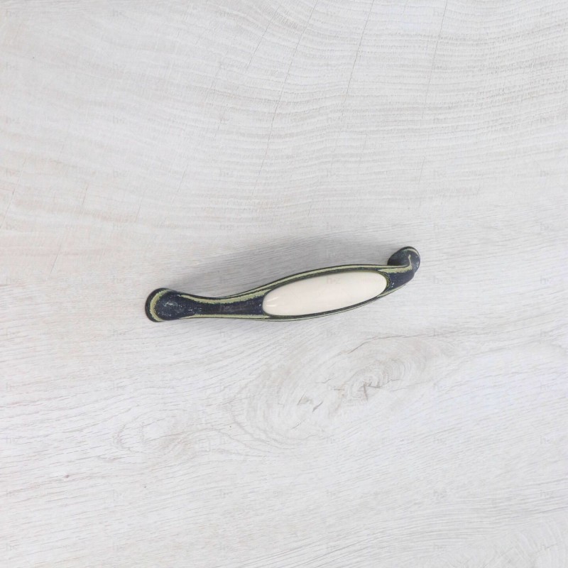 Poignée pour meubles en zamac et Porcelaine Entraxe 160mm Ivoire rustique - Anthracite, Zamak - Imagen 5