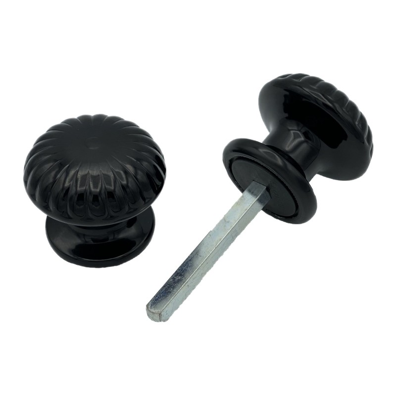 Bouton De Porte Ø60 mm - couple complet - en Aluminium NOIR RAL 9005 - Imagen 2