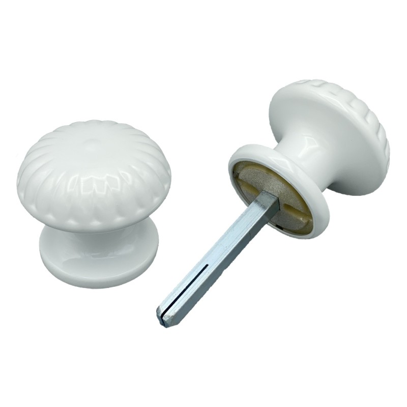 Bouton De Porte Ø60 mm - couple complet - en Aluminium BLANC RAL 9010 - Imagen 2