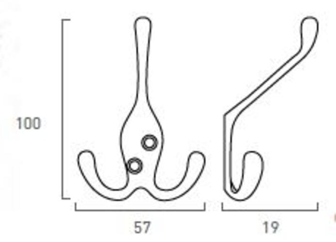 Porte manteau triple zamac noir 100 mm lot de 12 piéces - Blanc, Zamak - Imagen 2