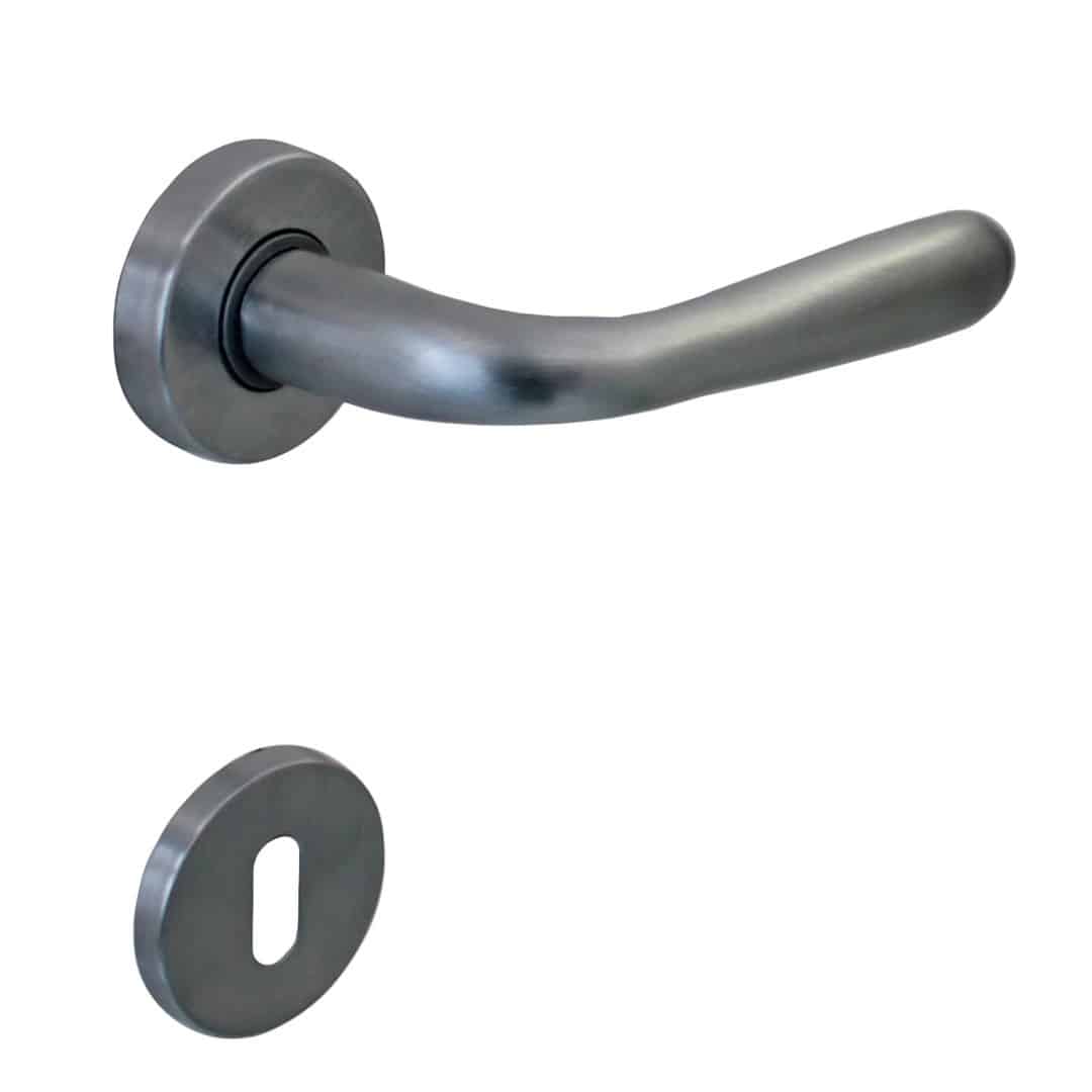 Poignée de porte intérieure (couple) en zamac finition chrome satiné mat - Gris / argent, Zamak