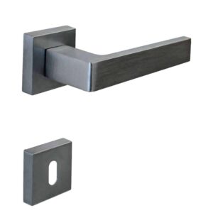 Poignée de porte intérieure (couple) en zamac finition chrome satiné mat – Gris / argent, Zamak