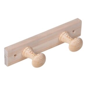 Porte manteau 2 Bouton pin cru vertical lot de 9 piéces – Beige, Bois
