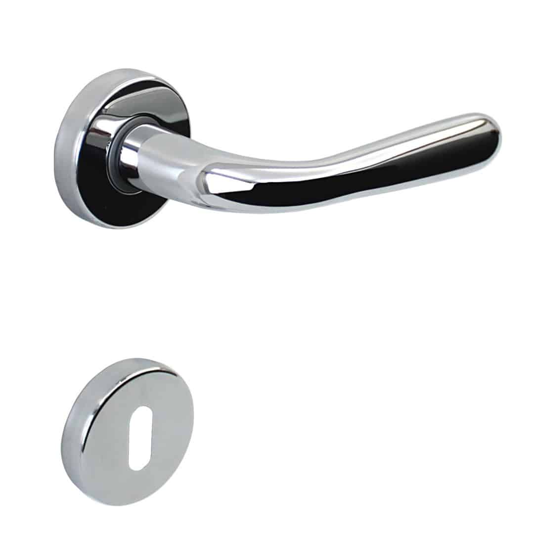 Poignée de porte intérieure (couple) en zamac finition chrome brillant - Gris / argent, Zamak