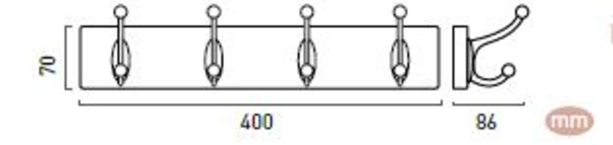 Porte manteau 4 crochets bois noirs lot de 3 piéces - immagine 2