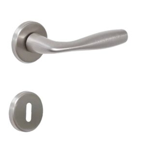 Poignée de porte intérieure (couple) en zamac finition HR nickel poli satiné – Gris / argent, Zamak