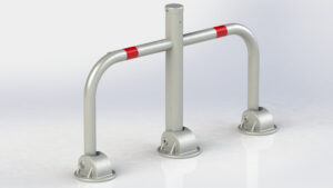 Barrière de parking rabattable 3 pieds, Lot de 26 pièces. – Gris / argent, Acier