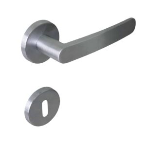 Poignée de porte intérieure (couple) en zamac finition chrome satiné – Gris / argent, Zamak