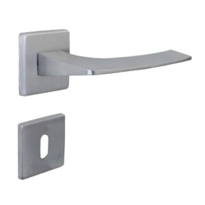 Poignée de porte intérieure (couple) en zamac finition chrome satiné mat – Gris / argent, Zamak