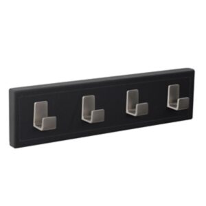 Porte manteau cuir noir sur bois 4 crochets zamac inox mat lot de 3 piéces – Cuir synthétique