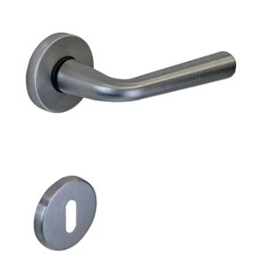 Poignée de porte intérieure (couple) en zamac finition chrome satiné mat – Gris / argent, Zamak