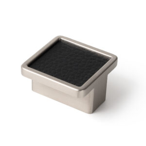 Bouton de meuble zamac diamètre 38*38 mm inox mat – peau synthétique noir lot de 12 piéces – Zamak