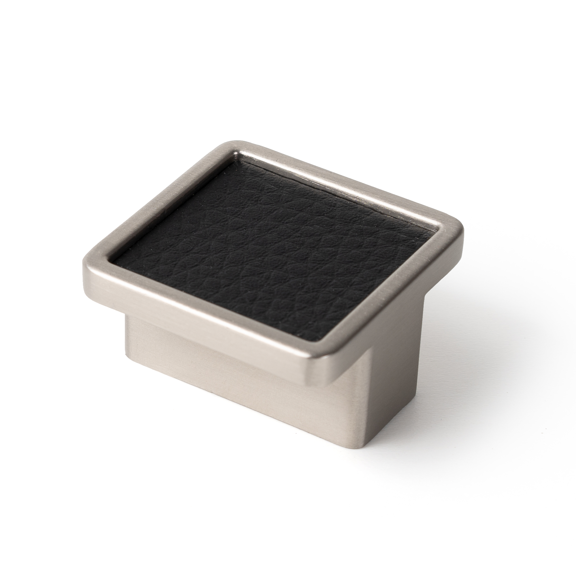 Bouton de meuble zamac diamètre 38*38 mm inox mat - peau synthétique noir lot de 12 piéces - Zamak