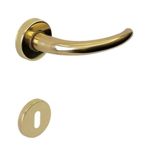 Poignée de porte intérieure (couple) en zamac finition a haute résistance, laiton poli, – Jaune / doré, Zamak