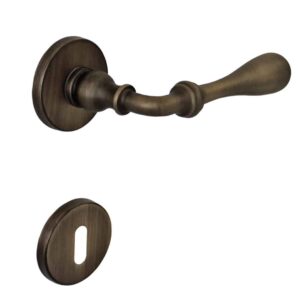 Poignée de porte intérieure (couple) en zamac finition bronze brossé mat – Orange / cuivré, Zamak