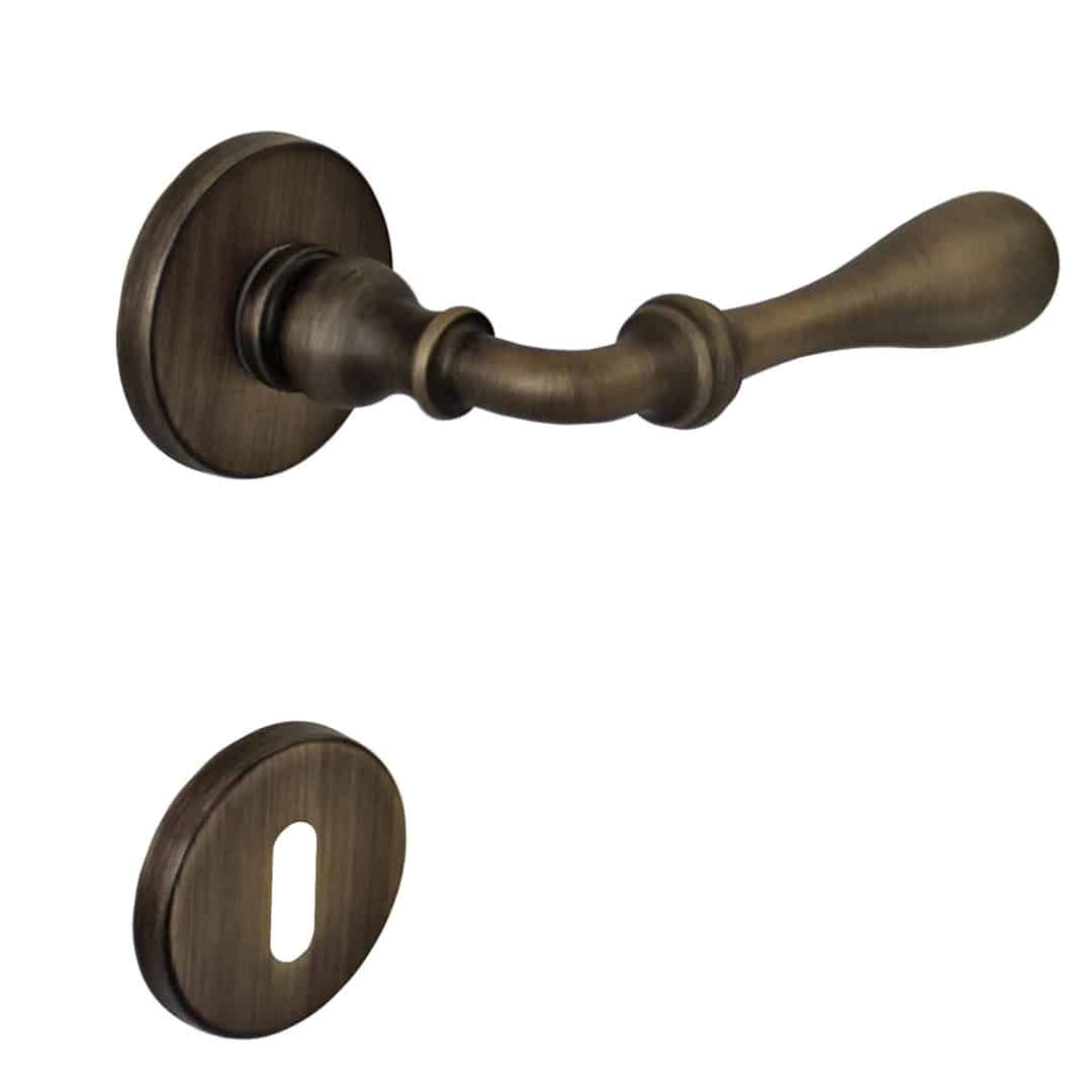 Poignée de porte intérieure (couple) en zamac finition bronze brossé mat - Orange / cuivré, Zamak