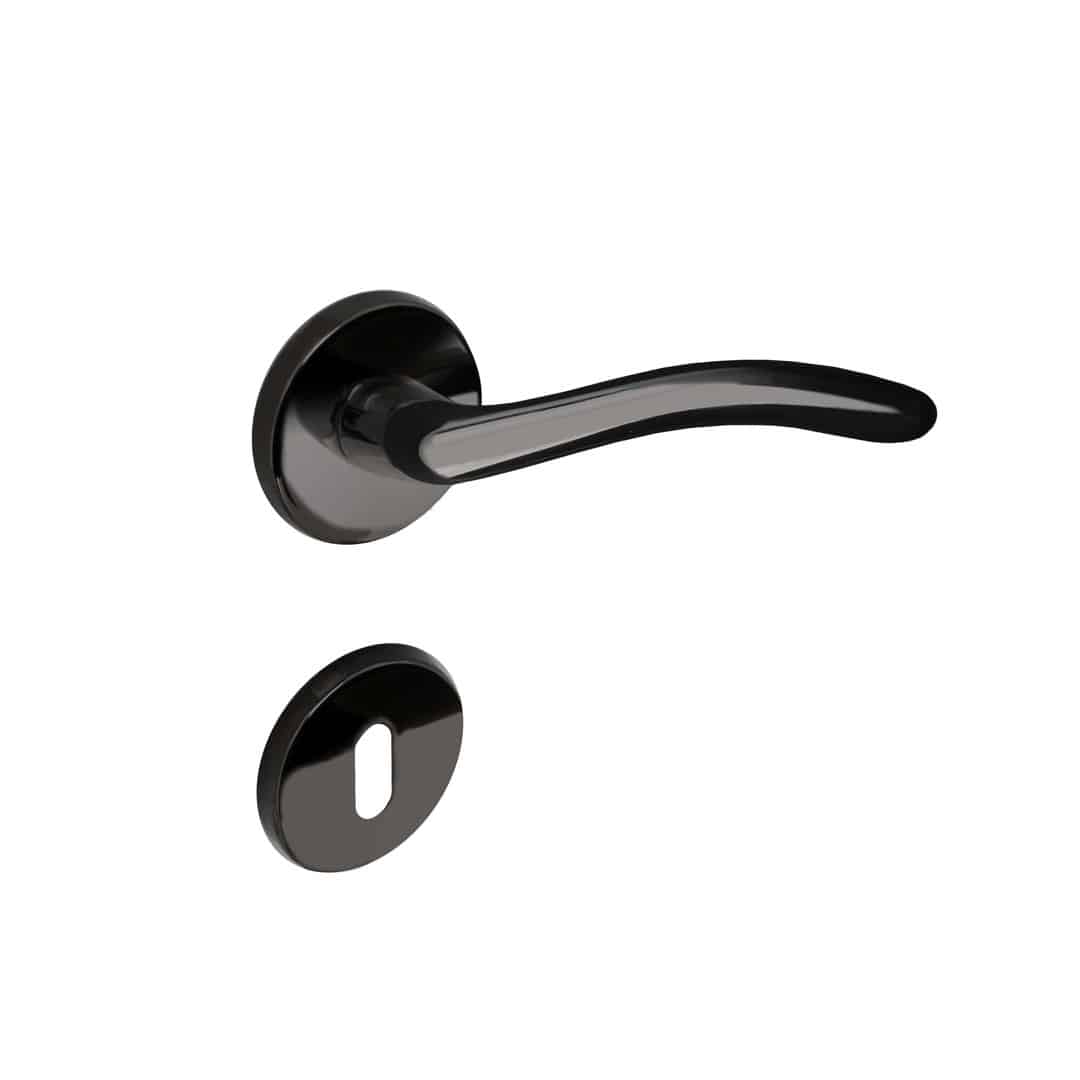 Poignée de porte intérieure (couple) en laiton finition en noir