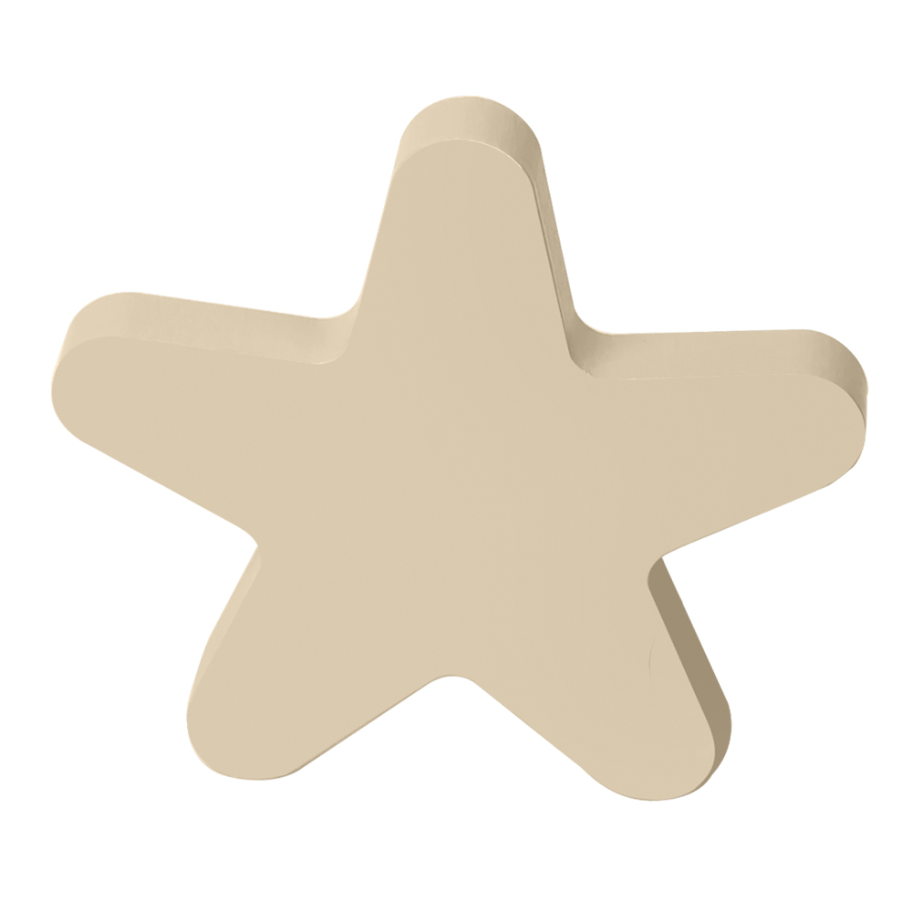 Bouton de meuble bois bois étoile diamètre 95 mm en bois laqué sable lot de 12 piéces - Beige