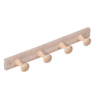 Porte manteau 4 crochets pin cru vertical lot de 6 piéces – Beige, Bois