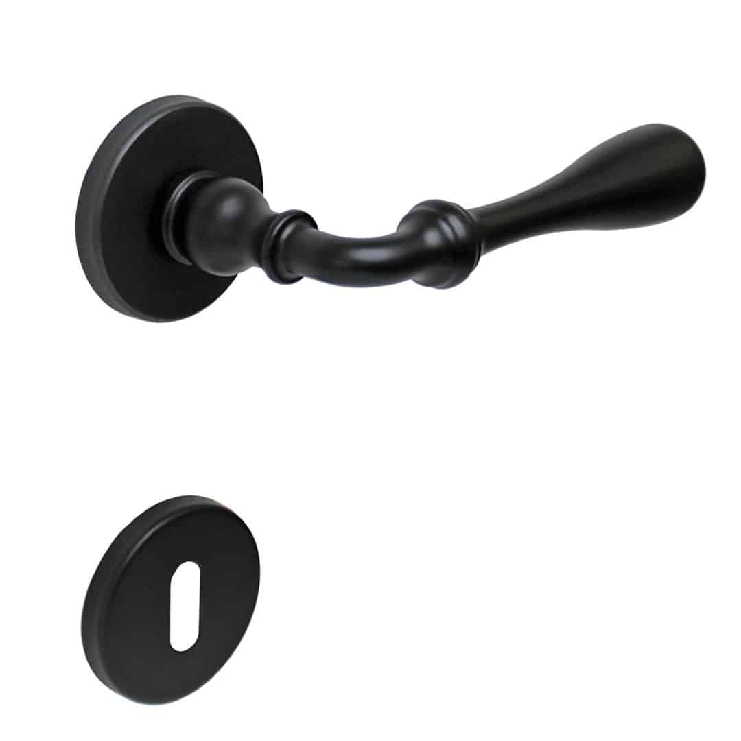 Poignée de porte intérieure (couple) en zamac finition époxy noir - Zamak