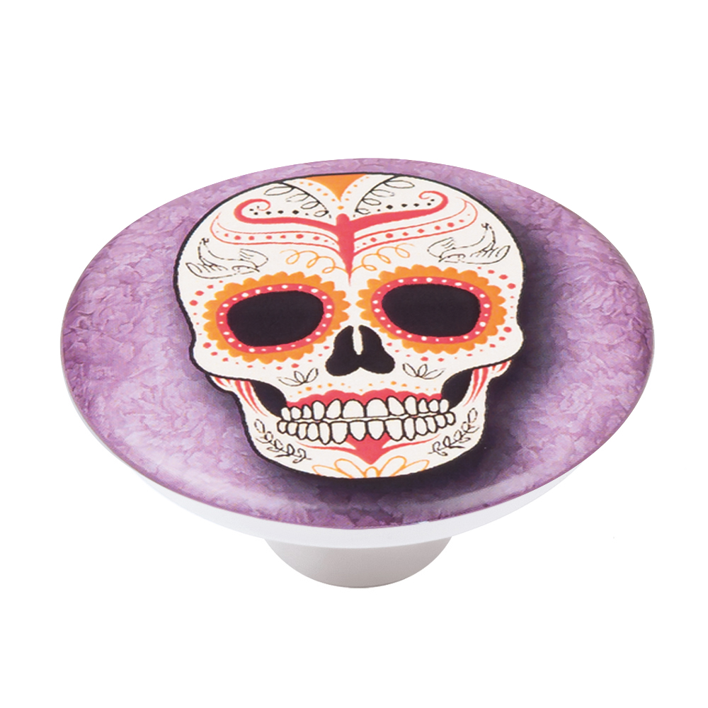 Bouton de meuble abs diamètre 50 mm sérigrafié tête de mort 4 lot de 36 piéces - Violet