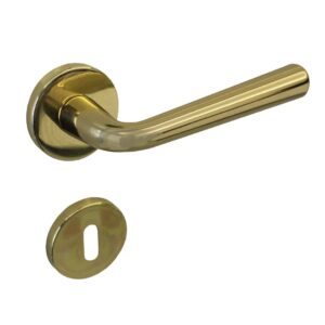 Poignée de porte intérieure (couple) en zamac finition HR laiton poli – Jaune / doré, Zamak