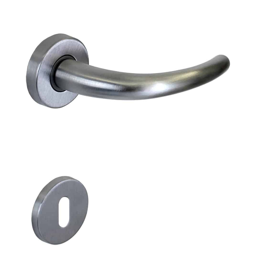 Poignée de porte intérieure (couple) en zamac finition chrome satiné mat. - Gris / argent, Zamak