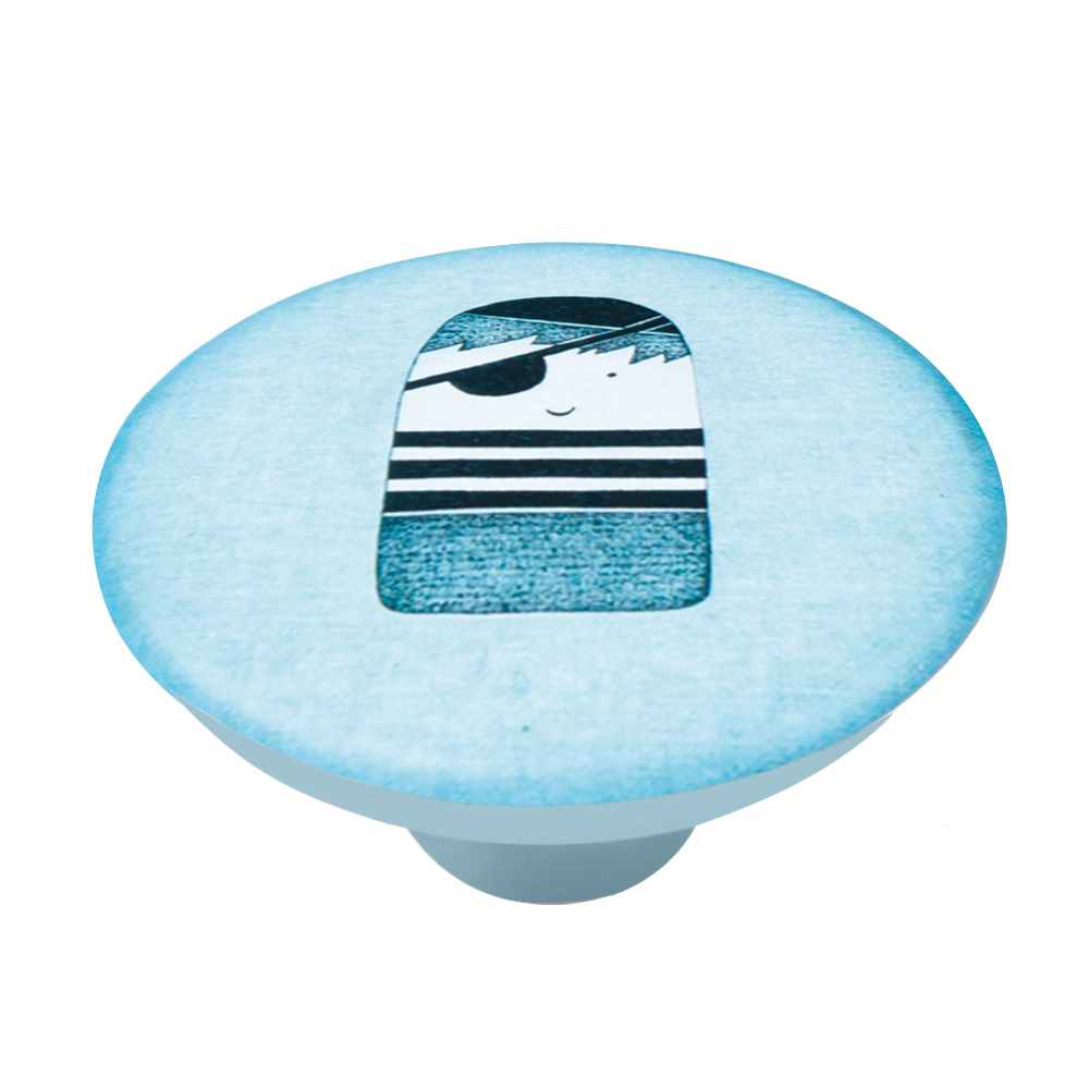 Bouton de meuble abs diamètre 50 mm sérigrafié pirate jeune lot de 36 piéces - Bleu