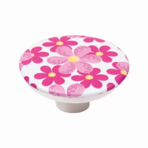 Bouton de meuble abs diamètre 50 mm sérigrafiié fleures rose lot de 36 piéces – Violet