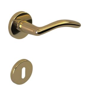 Poignée de porte intérieure (couple) en laiton finition HR laiton satiné – Jaune / doré