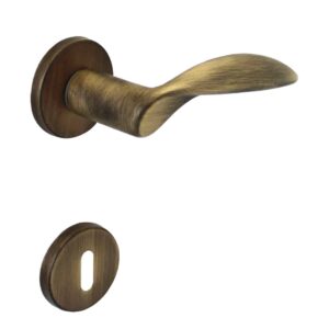 Poignée de porte intérieure (couple) en zamac finition bronze brossé mat – Orange / cuivré, Plastique et lation