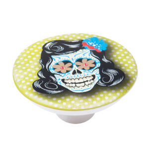 Bouton de meuble abs diamètre 50 mm sérigrafié tête de mort 3 lot de 36 piéces – Vert