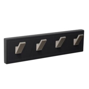 Porte manteau cuir noir sur bois 4 crochets zamac inox mat lot de 3 piéces – Cuir synthétique