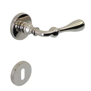 Poignée de porte intérieure (couple) en zamac finition HR nickel poli – Gris / argent, Zamak