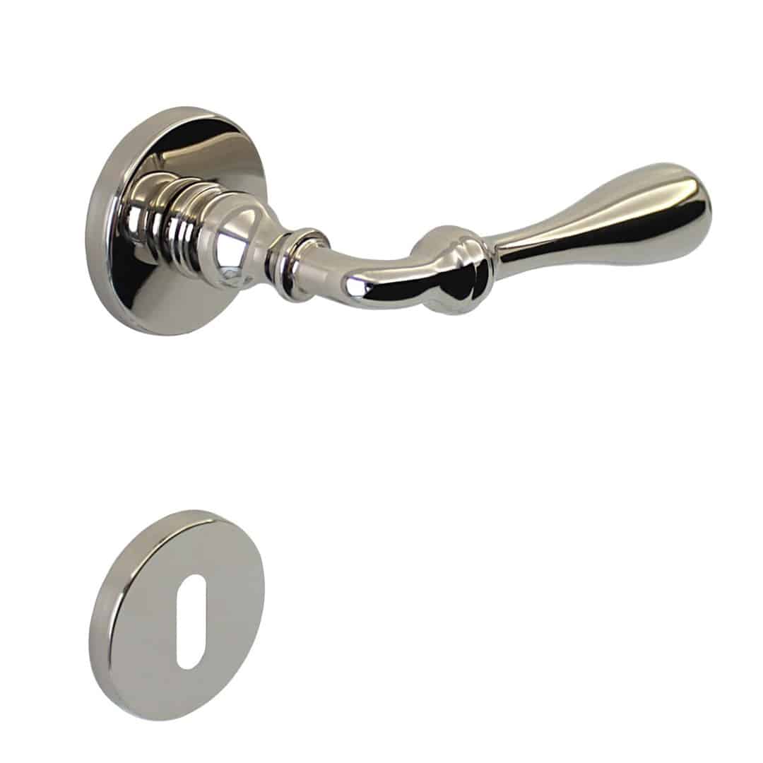 Poignée de porte intérieure (couple) en zamac finition HR nickel poli - Gris / argent, Zamak