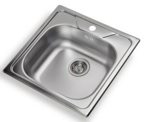 Évier de cuisine, 1 bac, inox satiné. – Gris / argent, Acier inoxydable