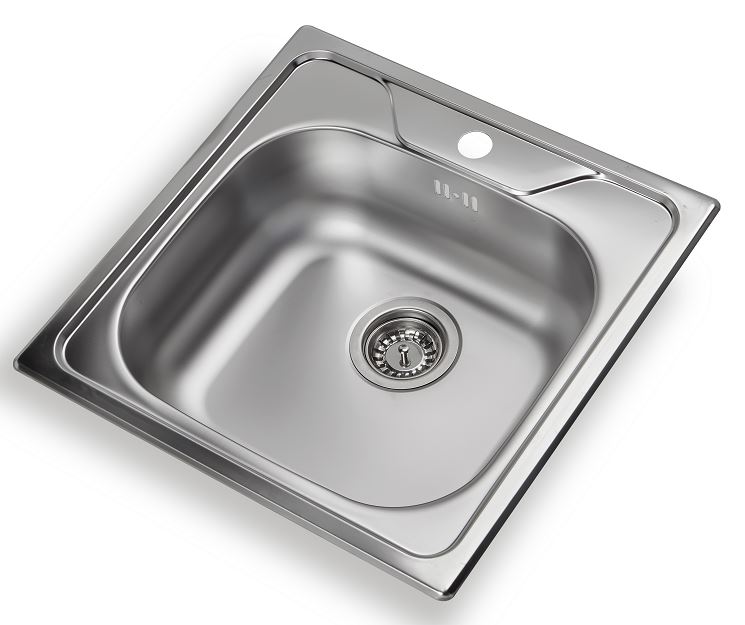 Évier de cuisine, 1 bac, inox satiné. - Gris / argent, Acier inoxydable