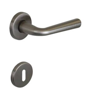 Poignée de porte intérieure (couple) en zamac finition HR nickel poli satiné – Gris / argent, Zamak