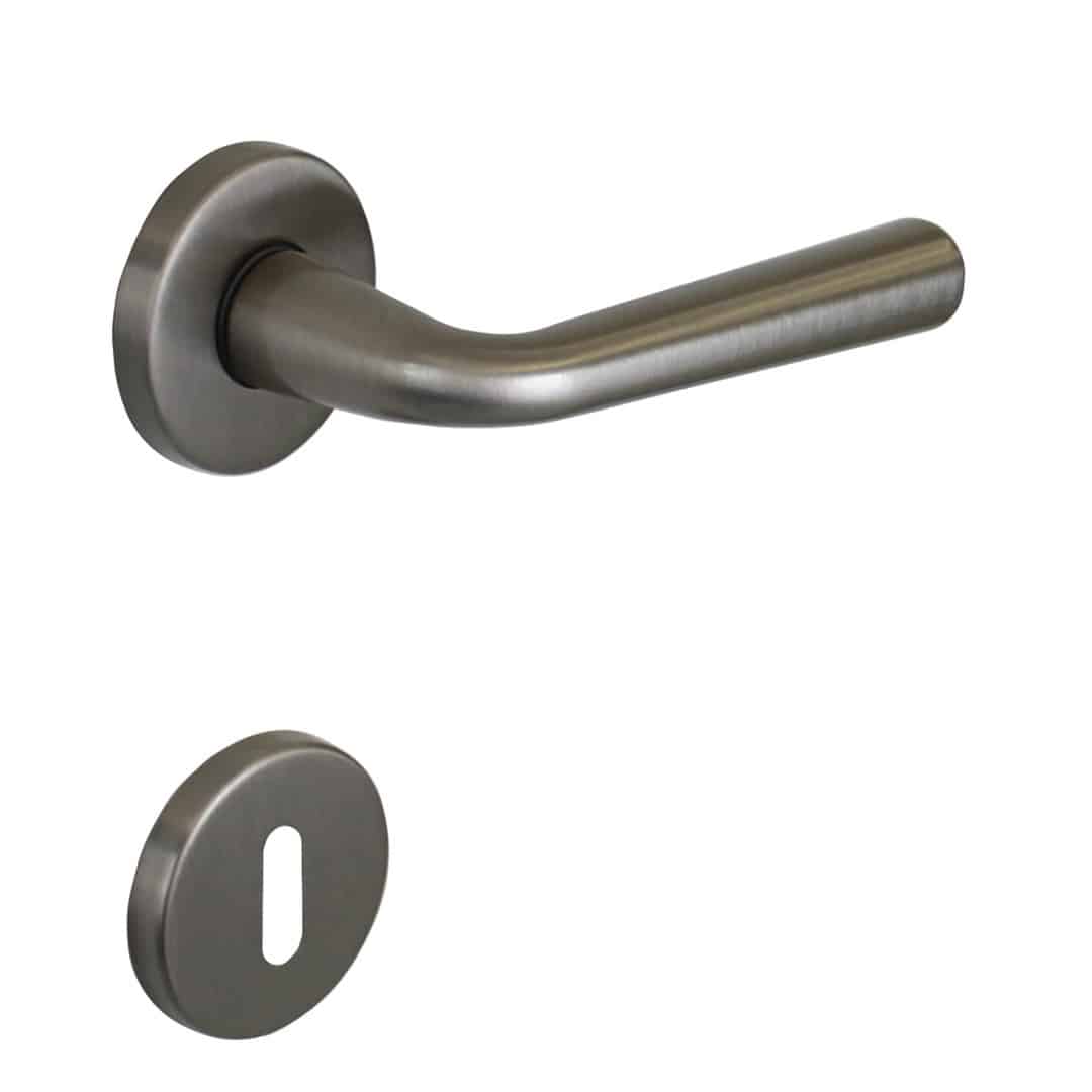 Poignée de porte intérieure (couple) en zamac finition HR nickel poli satiné - Gris / argent, Zamak