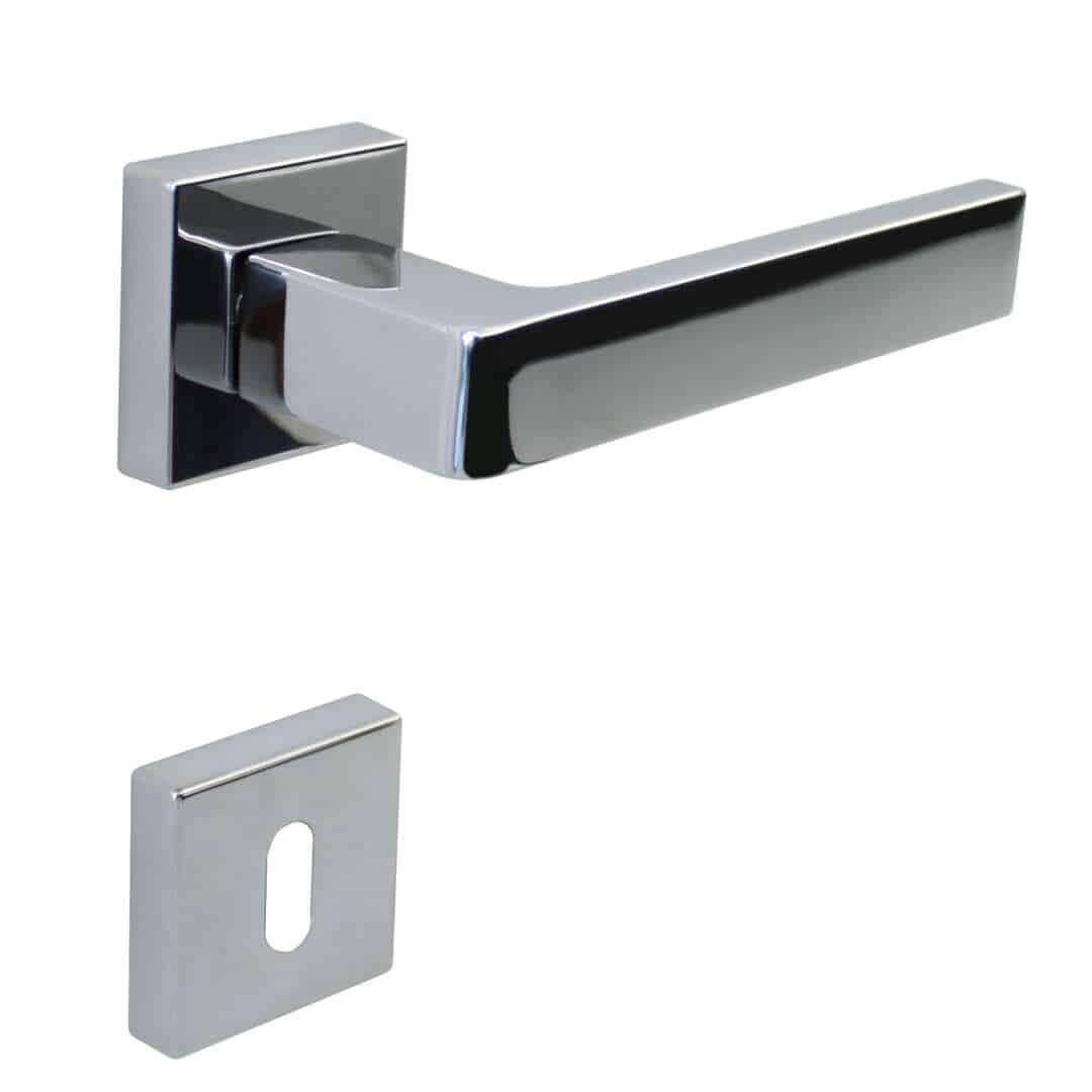 Poignée de porte intérieure (couple) en zamac finition chrome brillant - Gris / argent, Zamak