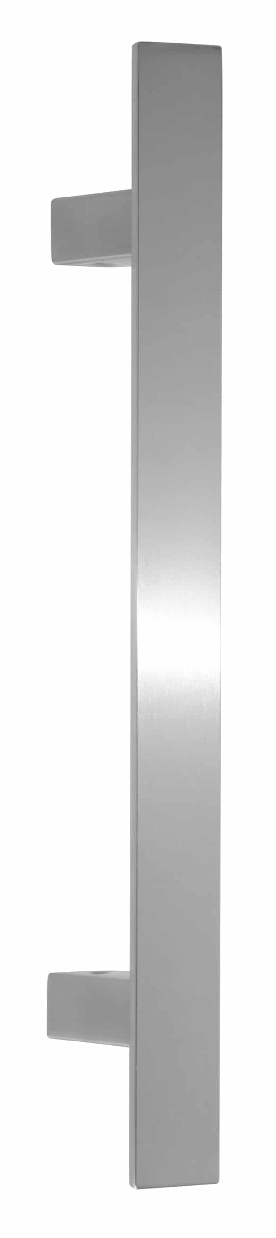 Poignée de tirage - inclinée 60° - Rectangle 40x10 mm - Entraxe=350 - S=55 -A=62 - L=500 mm - INOX 304 Brossé grain 240 - Gris / argent, Acier inoxydable