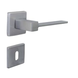 Poignée de porte intérieure (couple) en zamac finition chrome satiné mat – Gris / argent, Zamak