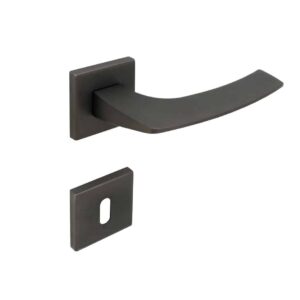 Poignée de porte intérieure (couple) en zamac finition fusil satiné mat – Noir, Zamak