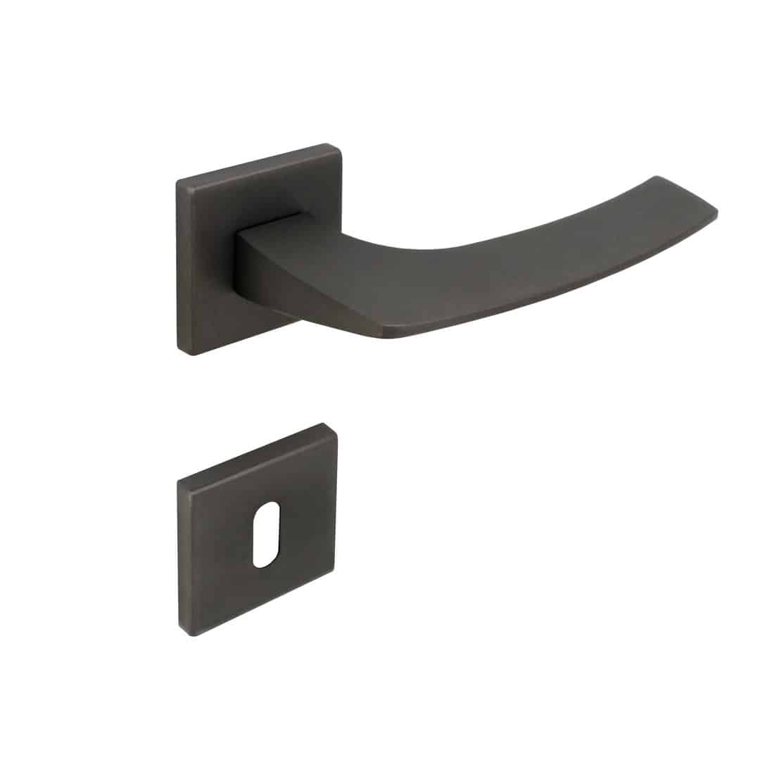 Poignée de porte intérieure (couple) en zamac finition fusil satiné mat - Noir, Zamak