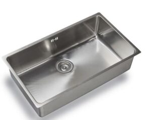 Évier de cuisine, 1 bac, inox satiné. – Gris / argent, Acier inoxydable